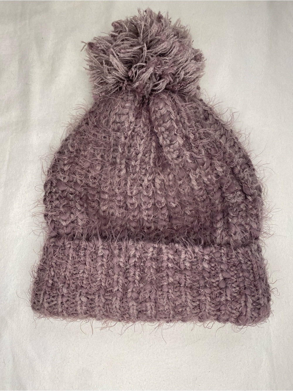 Plush Light Purple Knitted Beanie Hat